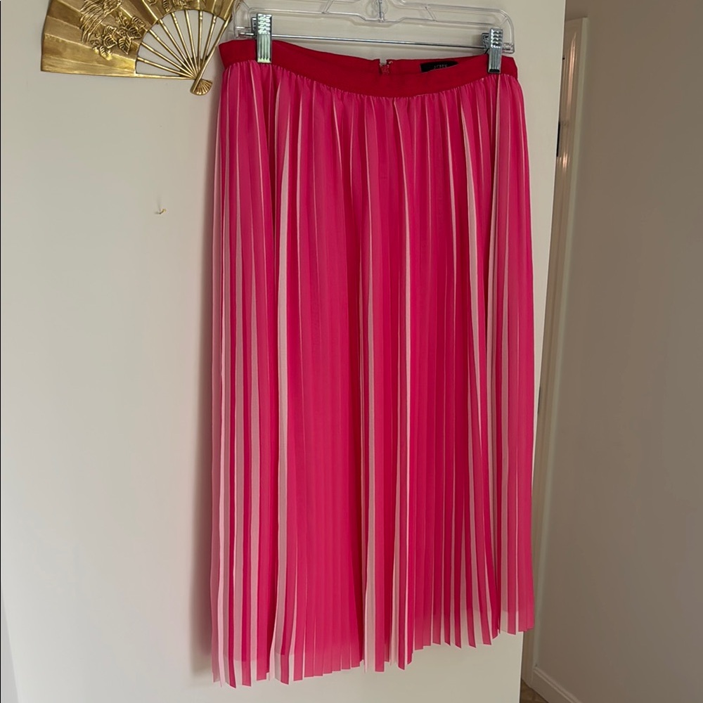 J. Crew Pink Midi A-Line Skirt with Pleats